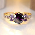 Violet Crystal Ring with Warm Setting in Gold Colour