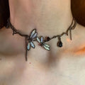 White Dragonfly Pendant Necklace with Delicate Wings