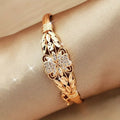 Zirconia Mandala Ring with Leaf Pattern in Gold Colour