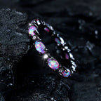 Iridescent Violet Stone Ring in Silver Colour with Soft Colour Play