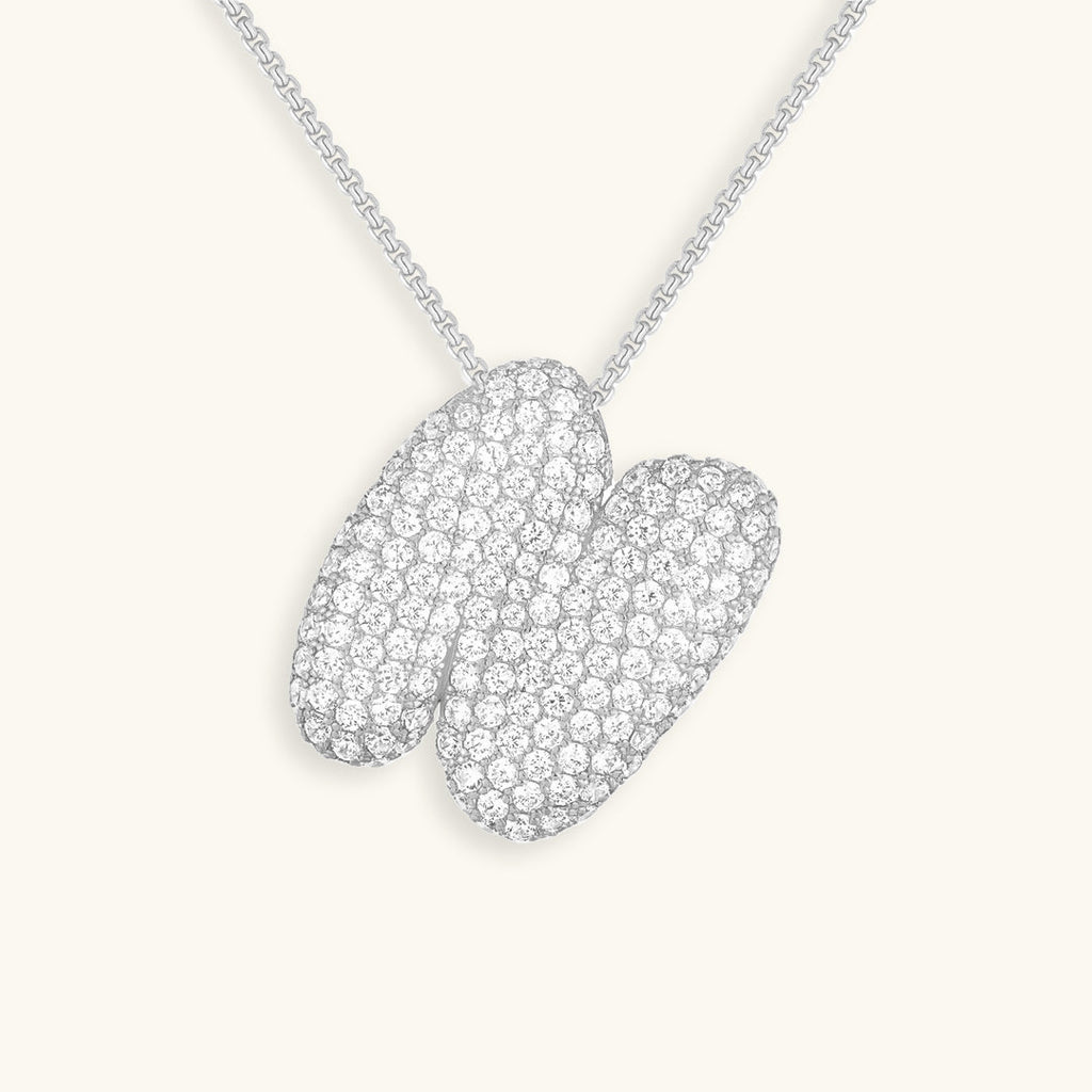 Pavé Bubble Initial Necklace with Sparkling Letter