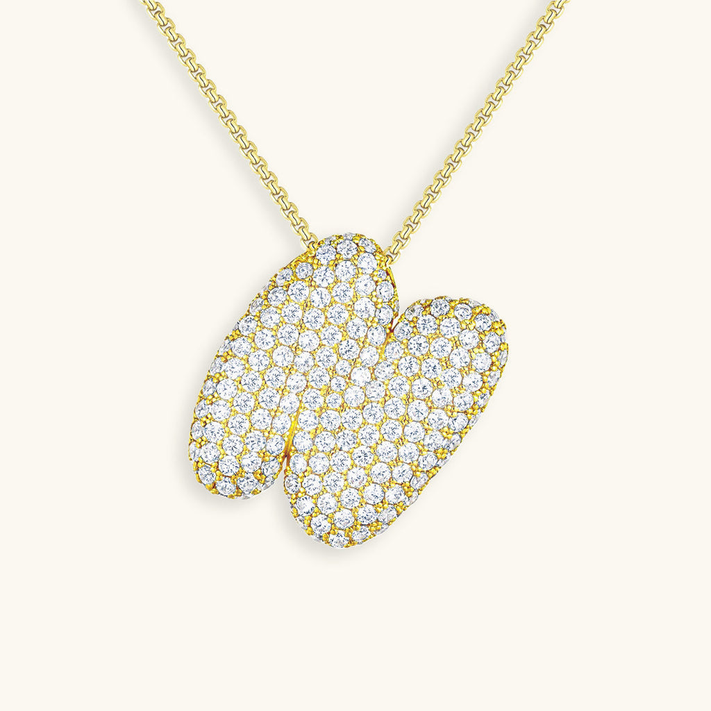Pavé Bubble Initial Necklace with Sparkling Letter