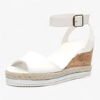 Wedge Platform Sandals with an Adjustable Ankle Strap