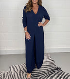 Checked Two Piece Set with Wide Leg Elasticated Trousers