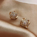 Zirconia Sphere Earrings in Gold Colour with Glamorous Shine