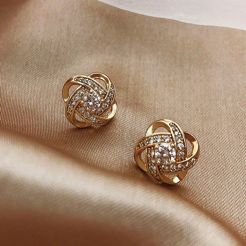 Zirconia Sphere Earrings in Gold Colour with Glamorous Shine