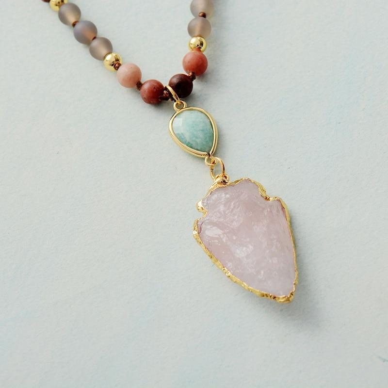 Rose Quartz, Amazonite and Jasper Beaded Necklace