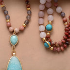 Amazonite and Rose Quartz Beaded Mala-Style Necklace