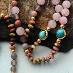 Rose Quartz, Amazonite and Jasper Beaded Necklace
