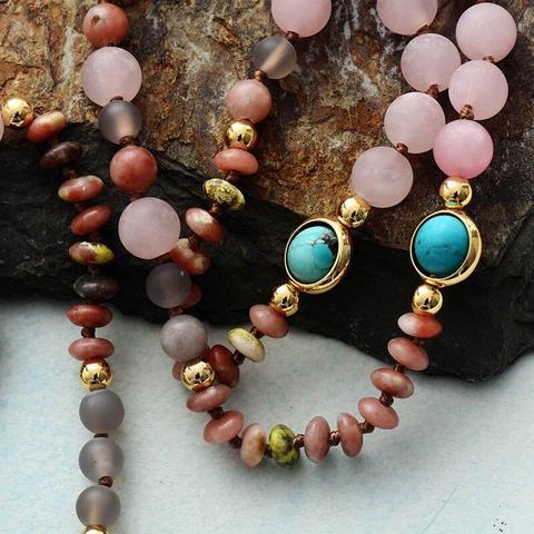 Rose Quartz, Amazonite and Jasper Beaded Necklace