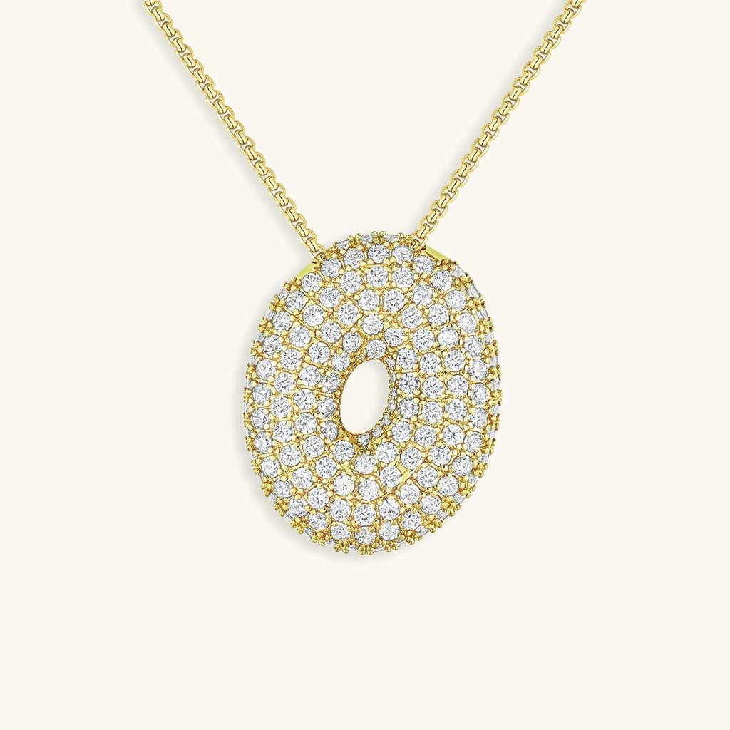 Pavé Bubble Initial Necklace with Sparkling Letter