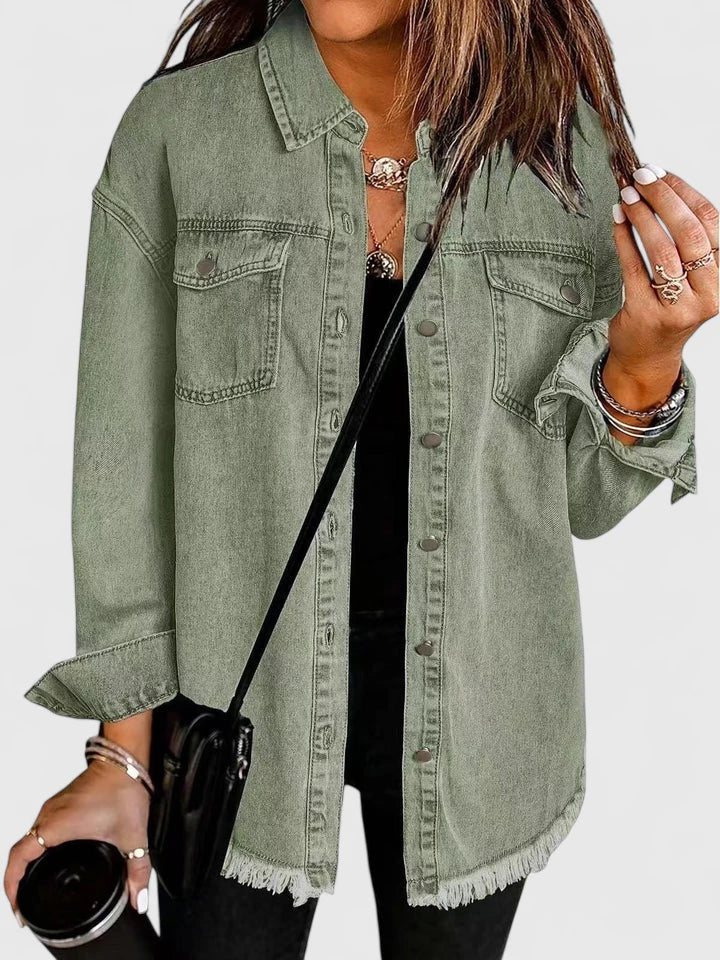 Classic Denim Jacket with Pockets and Relaxed Fit