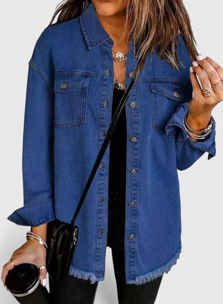 Classic Denim Jacket with Pockets and Relaxed Fit