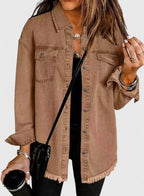 Classic Denim Jacket with Pockets and Relaxed Fit