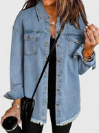 Classic Denim Jacket with Pockets and Relaxed Fit