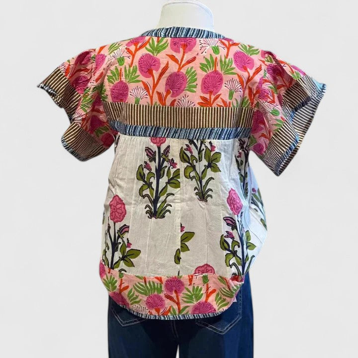 Embroidered Blouse with Relaxed Breezy Fit