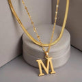 Layered Initial Necklace with Personalised Letter in Gold Colour