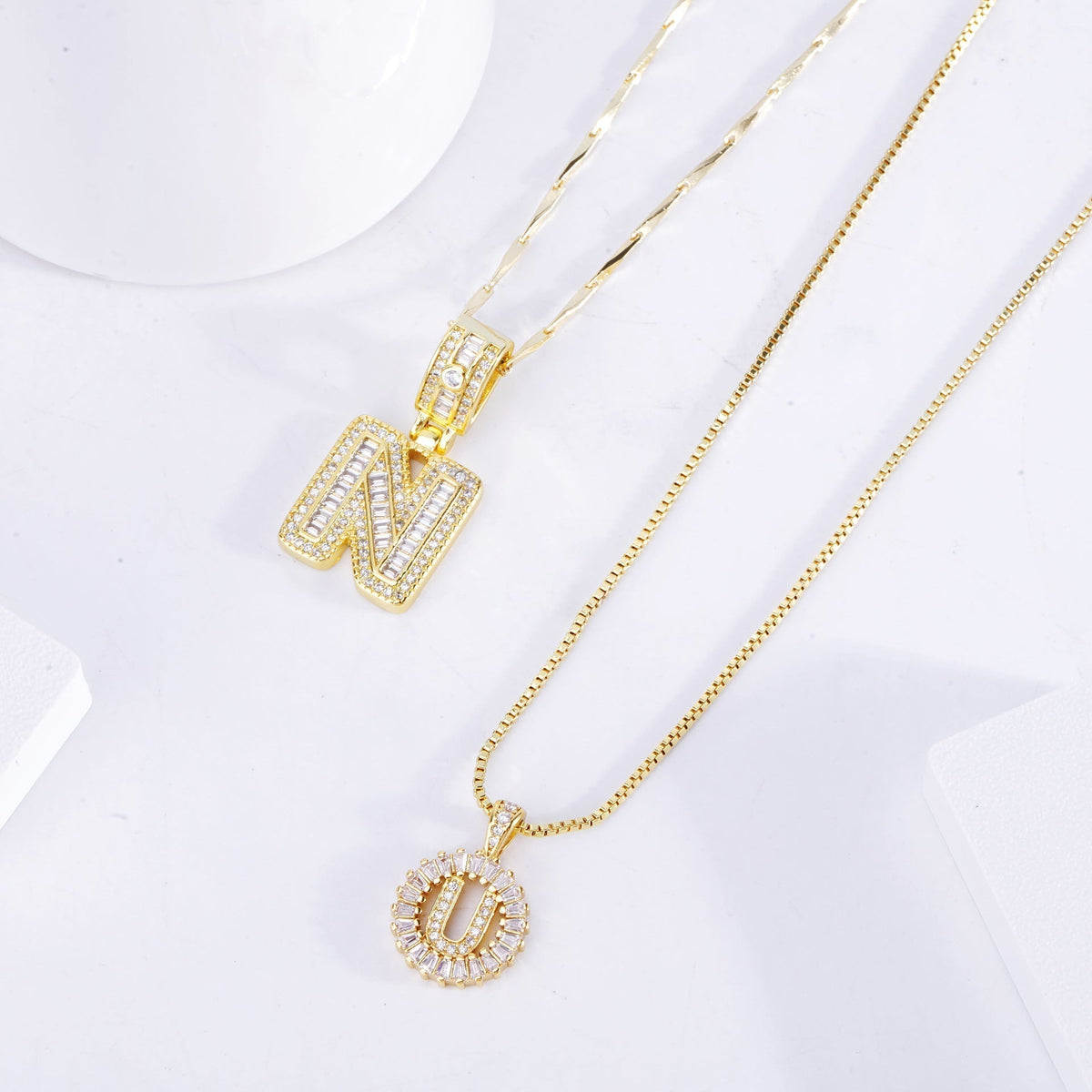 Pavé Letter Initial Necklace with Sparkling Finish