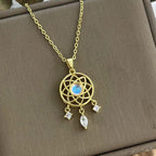 Dreamcatcher Pendant Necklace with Milky White Stone