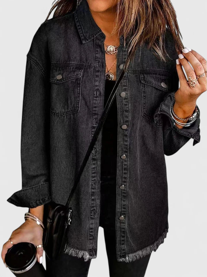 Classic Denim Jacket with Pockets and Relaxed Fit