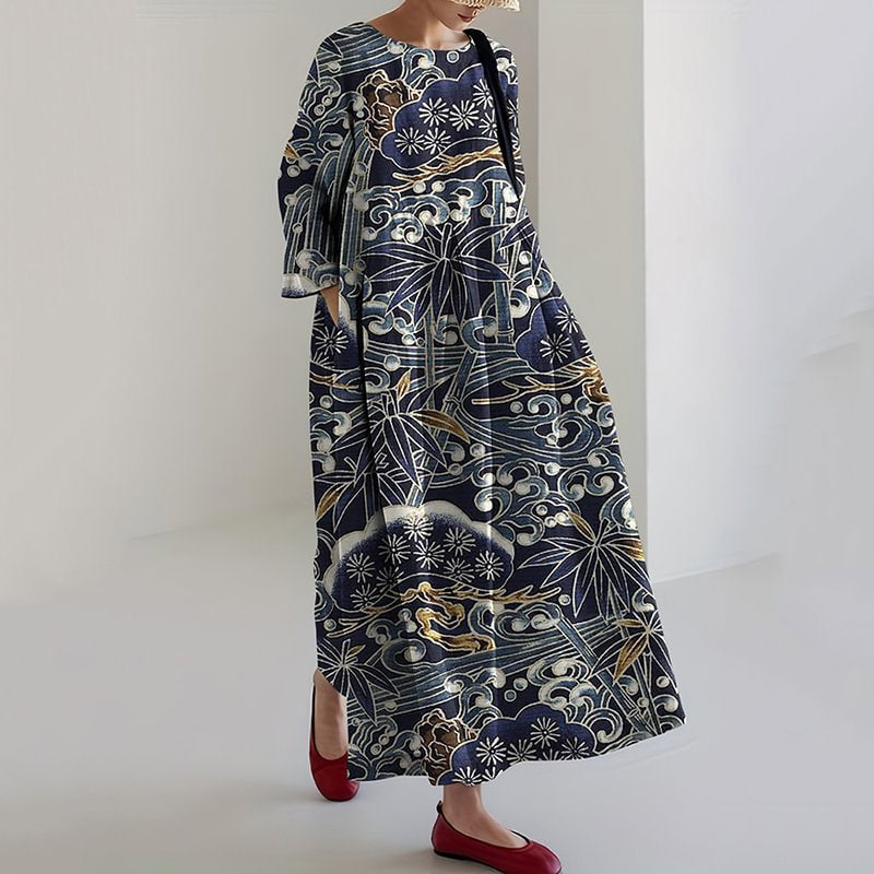 Vestido midi floral sin mangas con escote de pico