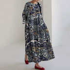 Vestido midi floral sin mangas con escote de pico
