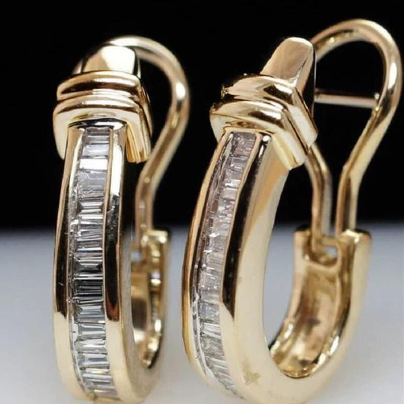 Vintage Horseshoe Buckle Earrings with Zirconia and Western Charm