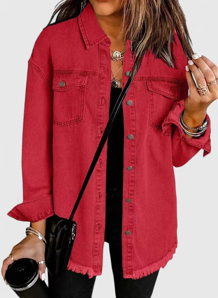 Classic Denim Jacket with Pockets and Relaxed Fit