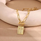 Paperclip Chain Tag Pendant Necklace with Modern Links