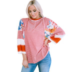 Patchwork Batwing Top with Relaxed Fit