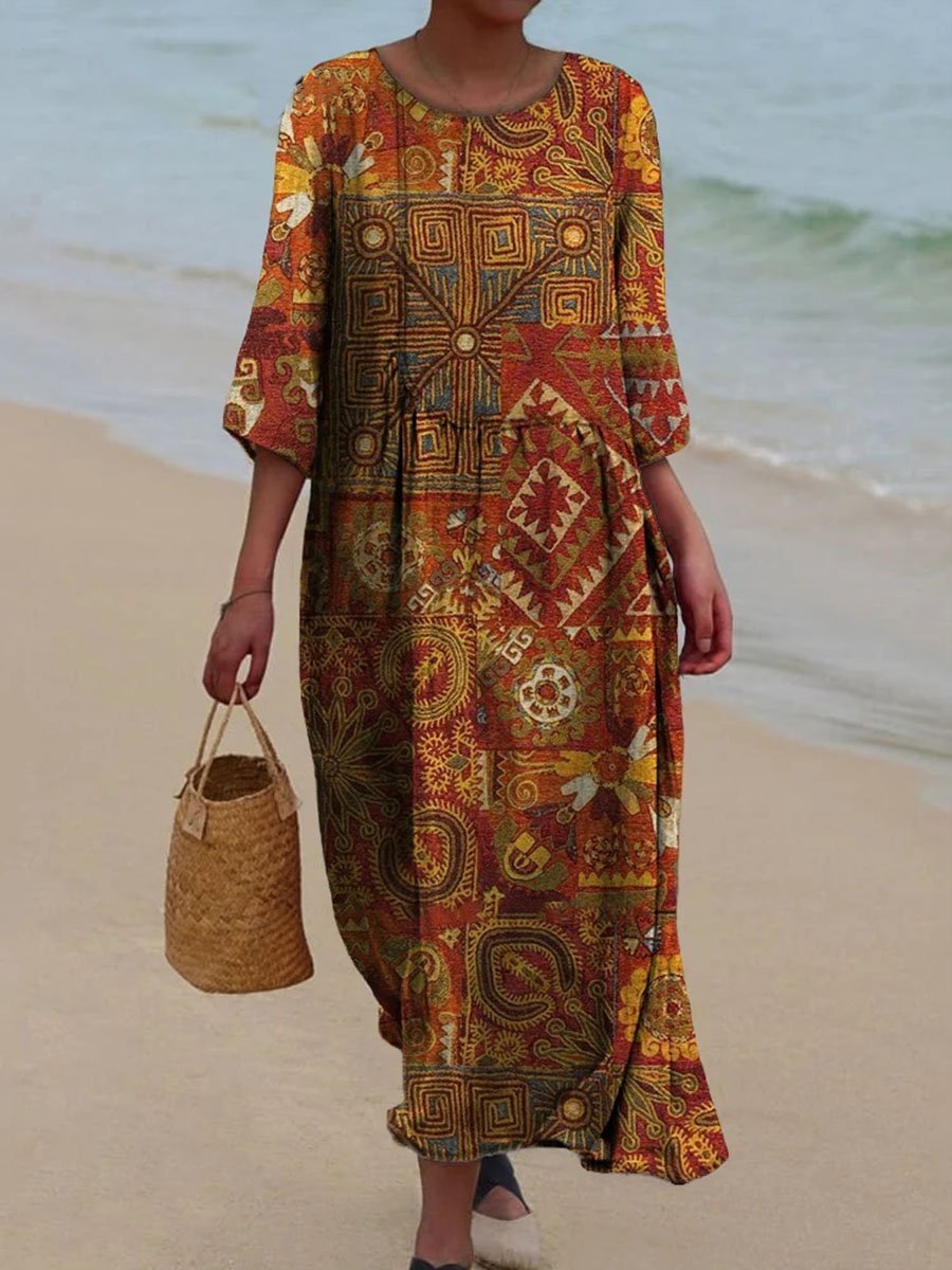 Vestido midi floral sin mangas con escote de pico
