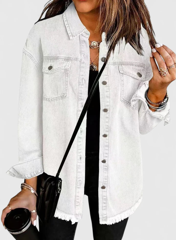 Classic Denim Jacket with Pockets and Relaxed Fit