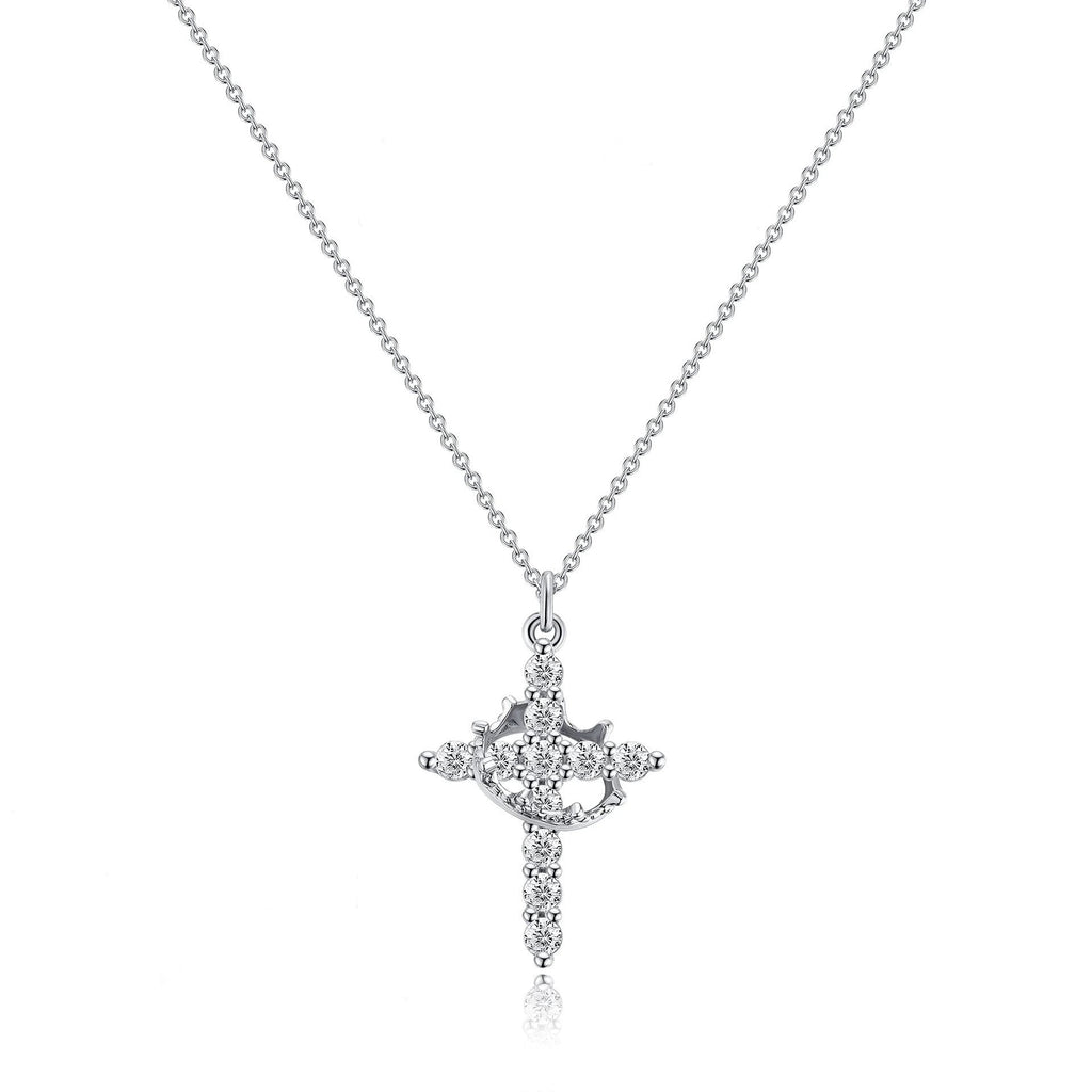 Cross and Crown Pendant Necklace in a Choice of Finishes