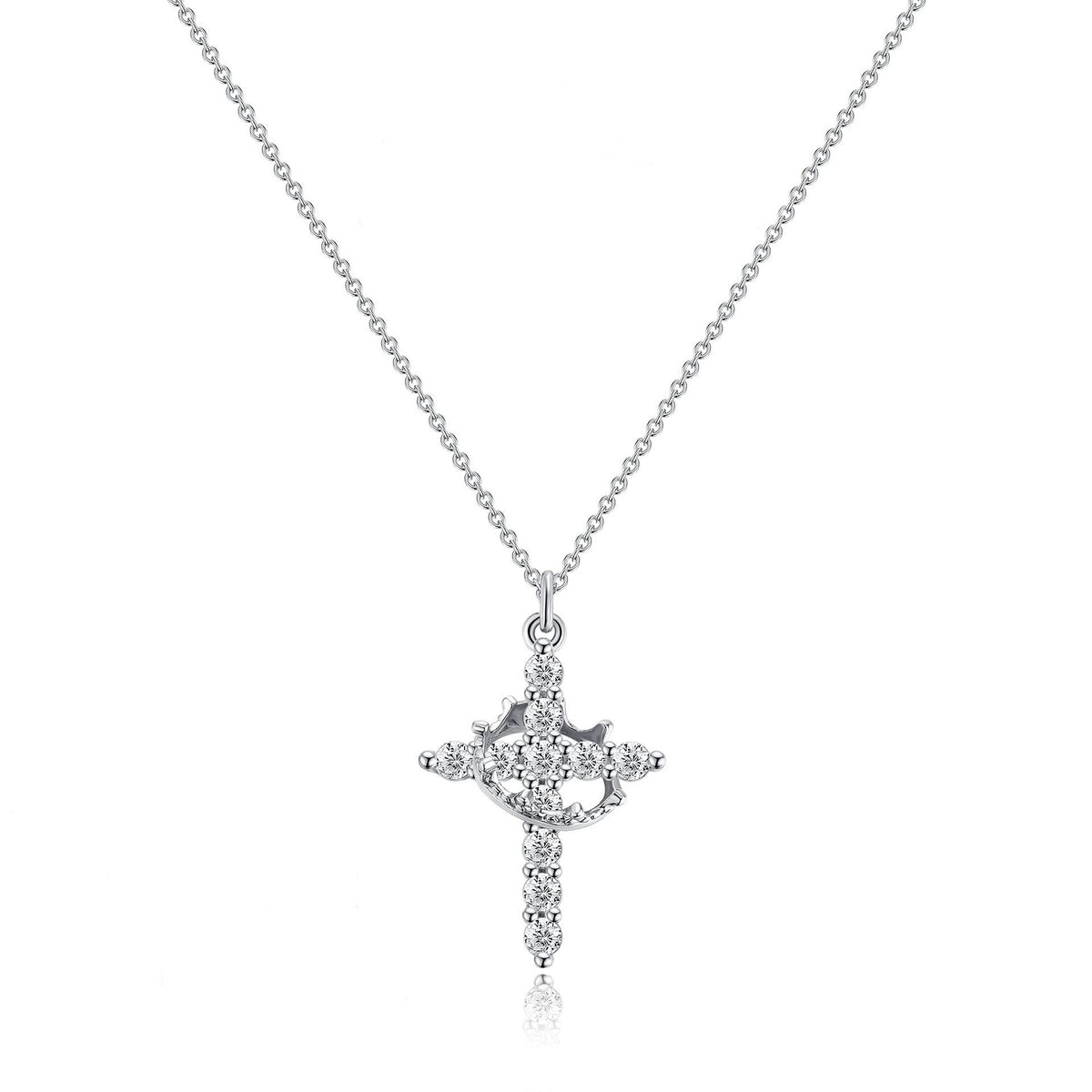 Cross and Crown Pendant Necklace in a Choice of Finishes