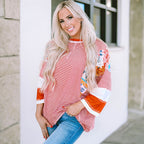 Patchwork Batwing Top with Relaxed Fit