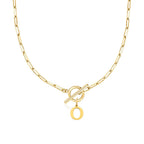 Paperclip Initial Necklace with Circle Toggle Clasp