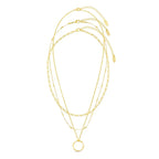 Three-Row Open Circle Necklace in Gold Colour with Layered Look