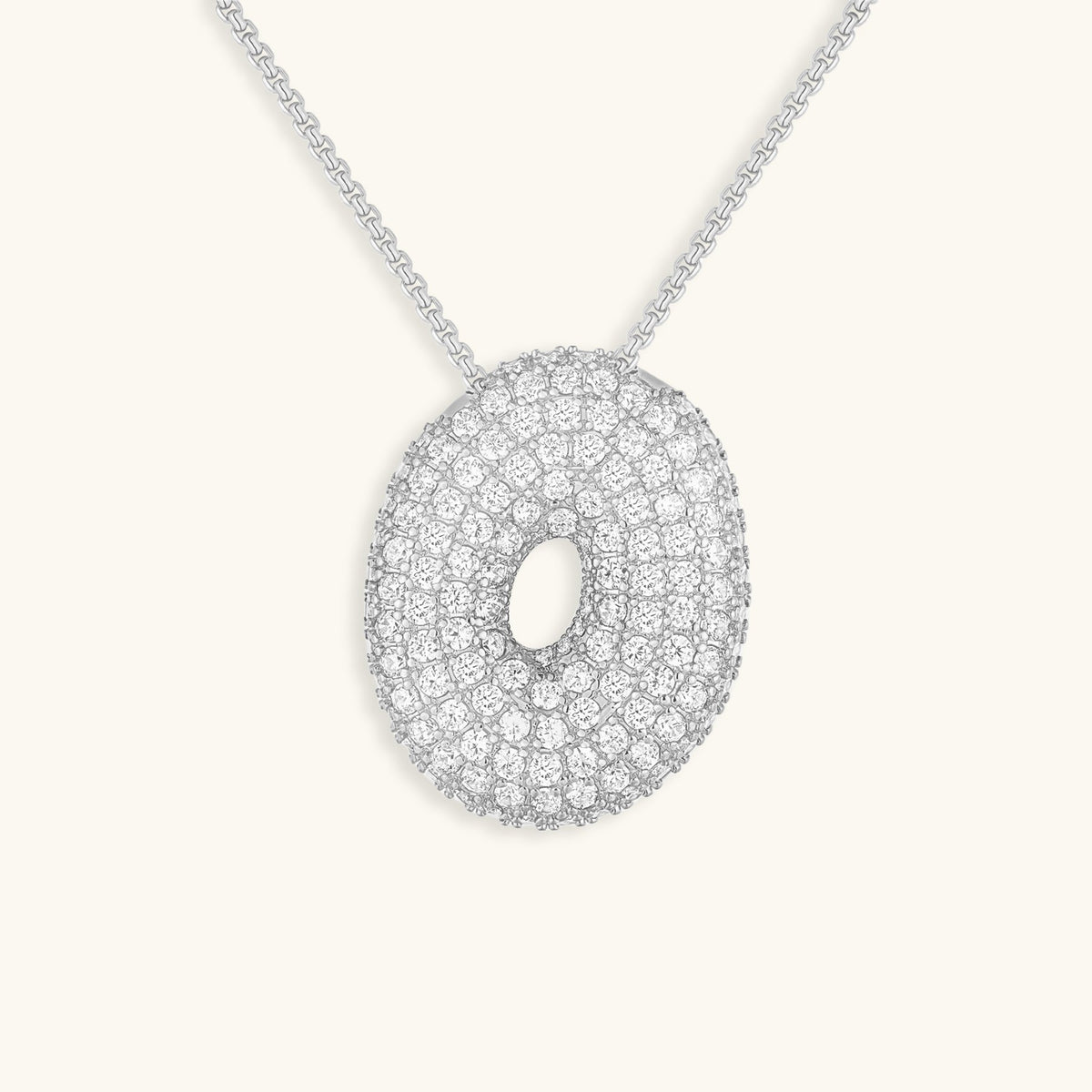 Pavé Bubble Initial Necklace with Sparkling Letter