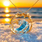 Ocean-Themed Necklace with Warm Finish in Gold Colour