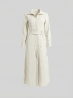 Linen Maxi Dress with V-Neckline for Summer