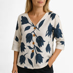 Floral Print Blouse with Lightweight Breathable Fabric