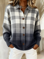 Blusa de franela de algodón a cuadros con cuello