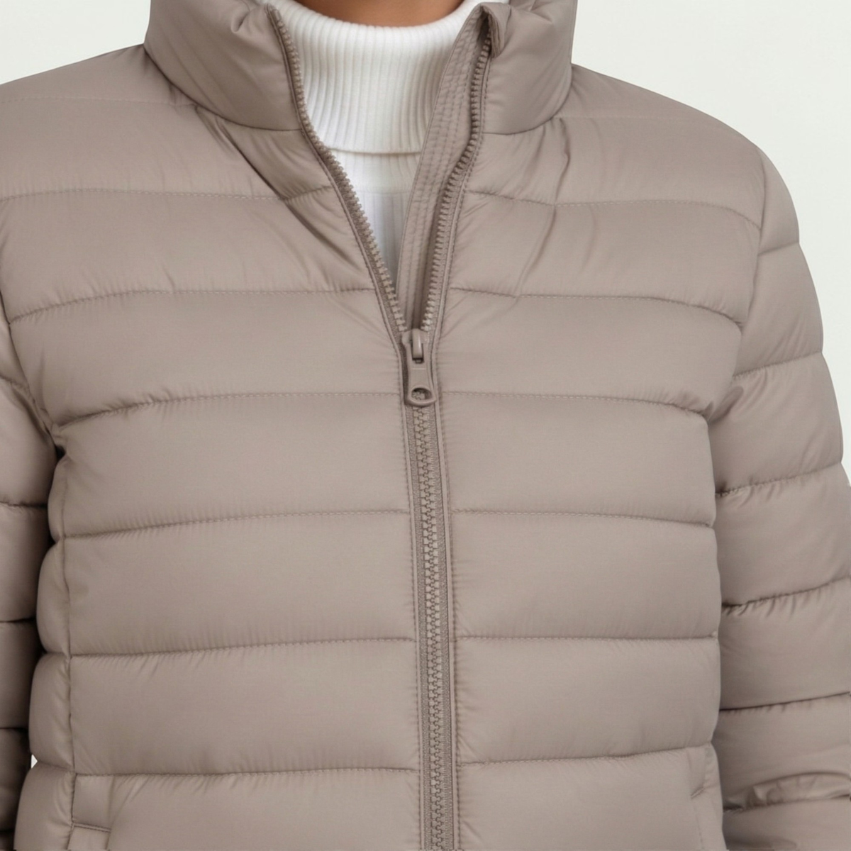 Lightweight Quilted Jacket with Stand Collar and Zip