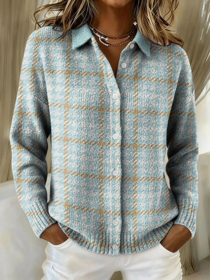 Blusa de franela de algodón a cuadros con cuello