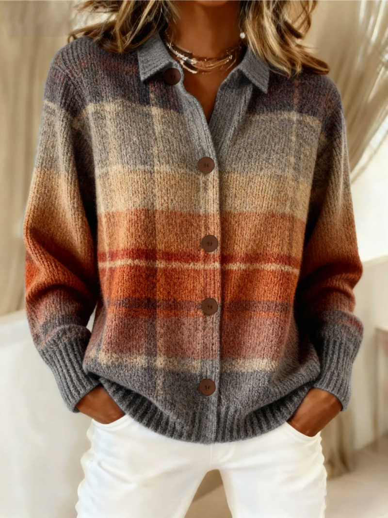 Blusa de franela de algodón a cuadros con cuello