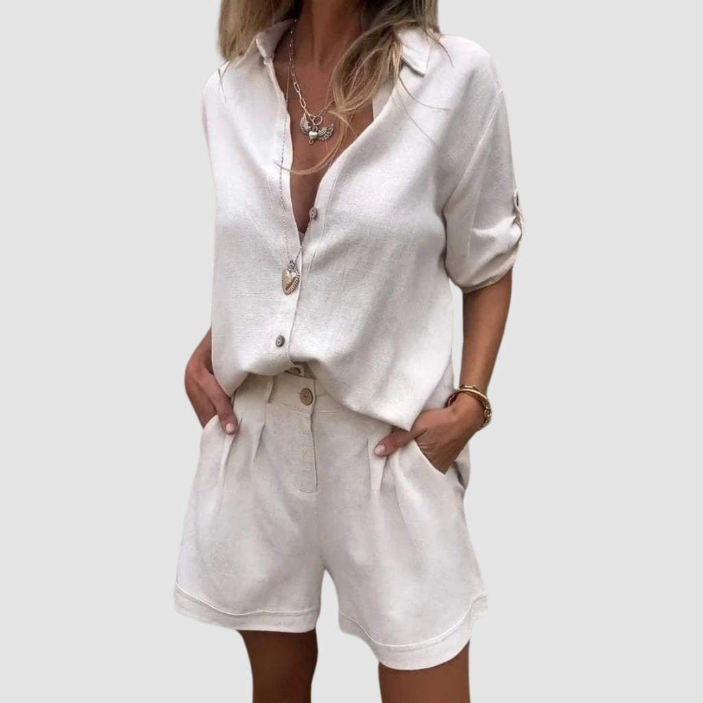 Checked Summer Two Piece Set with Pockets