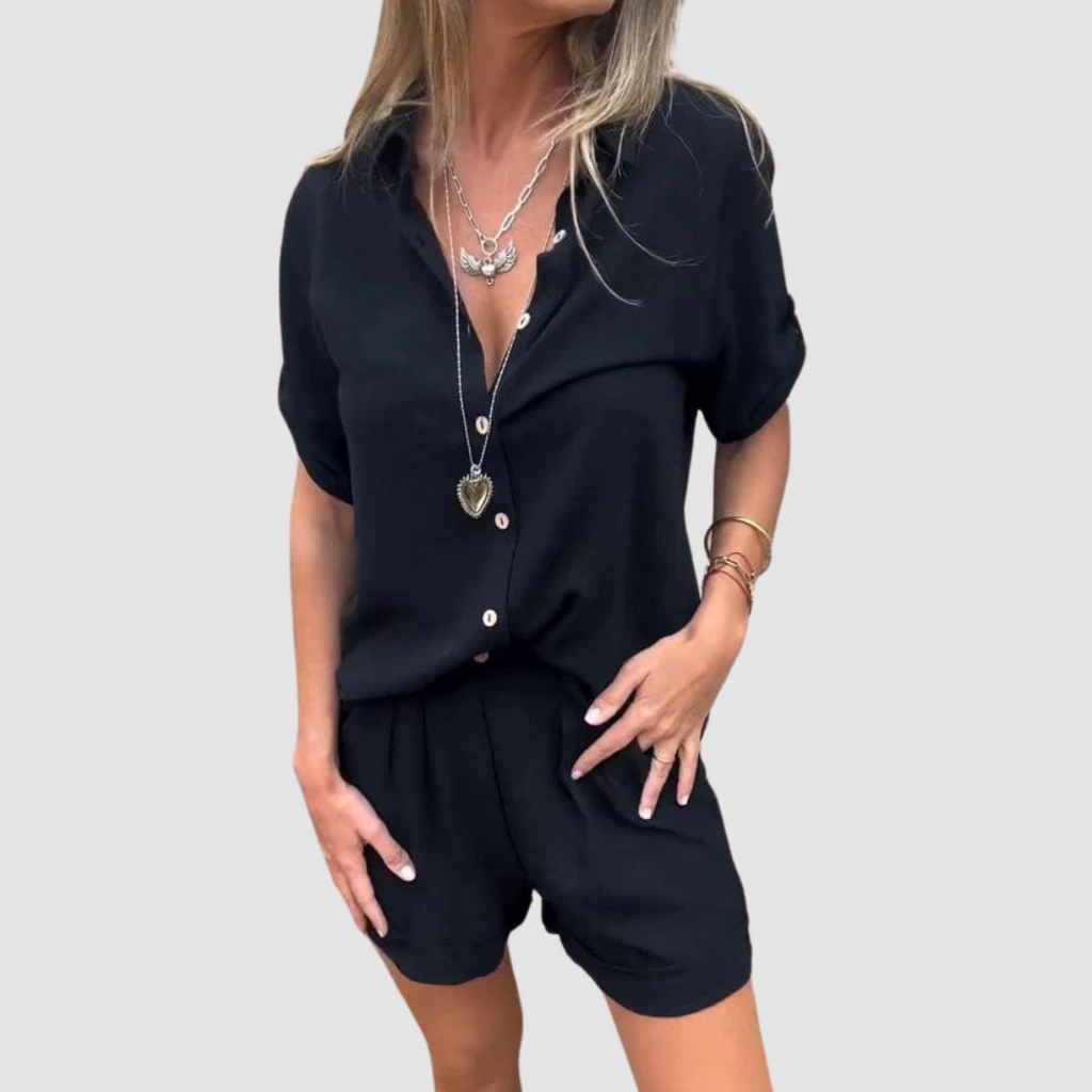 Checked Summer Two Piece Set with Pockets