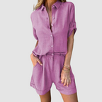 Checked Summer Two Piece Set with Pockets