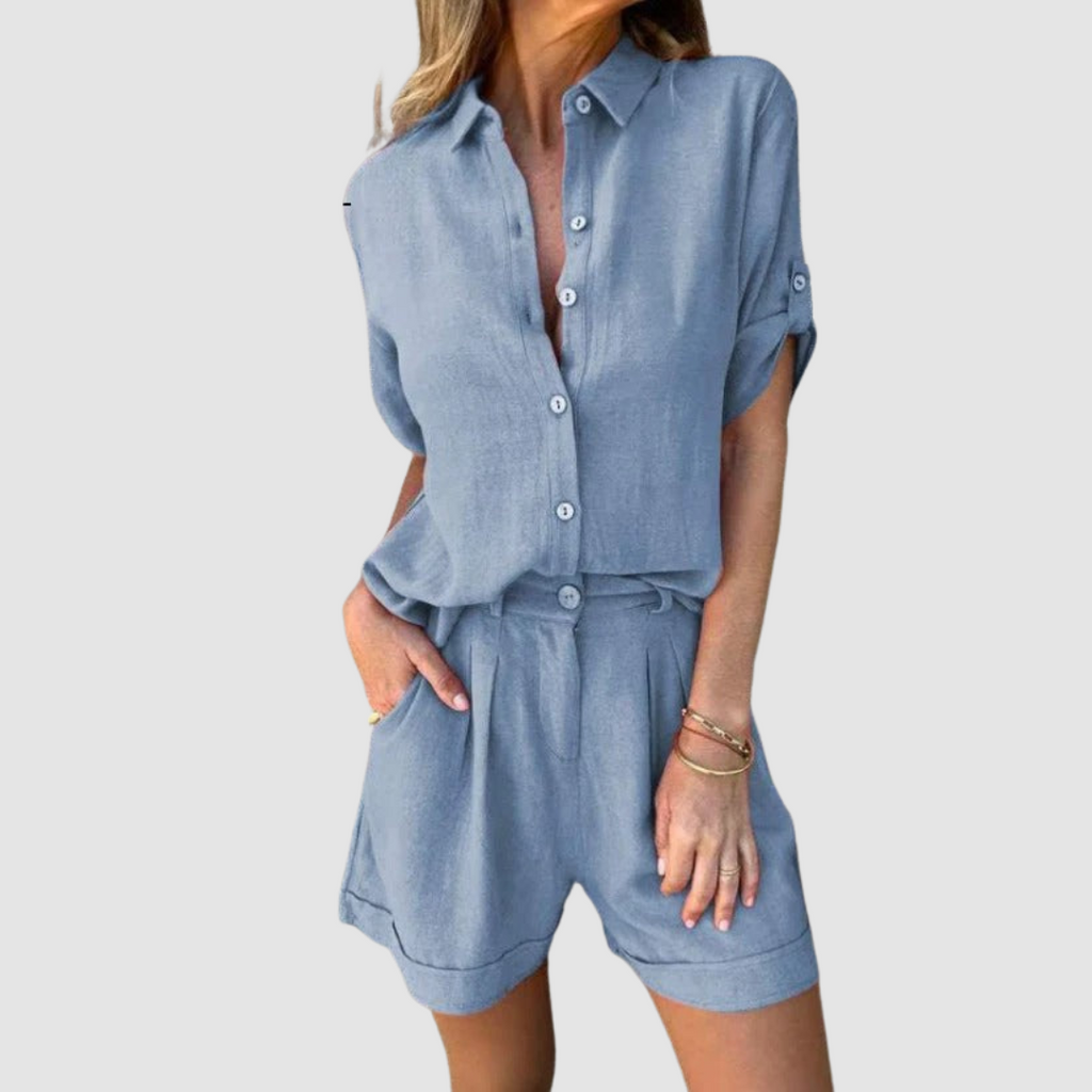 Checked Summer Two Piece Set with Pockets