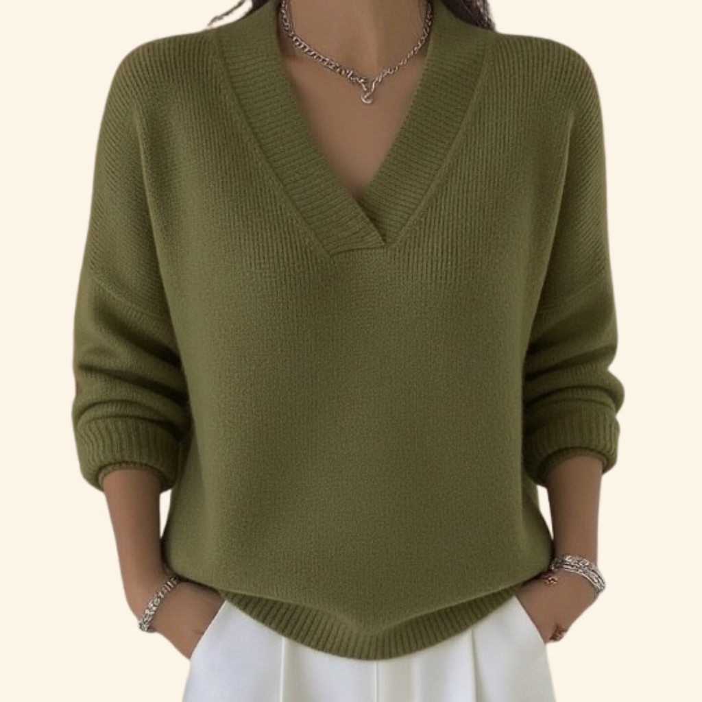 V-Neck Jumper with Soft Relaxed Fit